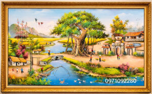 Tranh phong cảnh đồng quê đẹp yên bình
