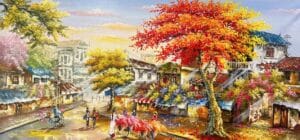 Tranh phong cảnh phố cổ hà nội xưa