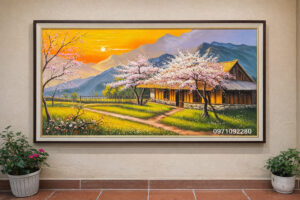 Tranh phong cảnh đẹp mùa xuân tây bắc lãng mạn