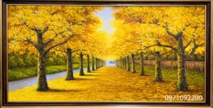 tranh phong cảnh hai hàng cây mùa thu sơn dầu