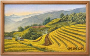 tranh ruộng bậc thang mùa lúa chín tuyệt đẹp