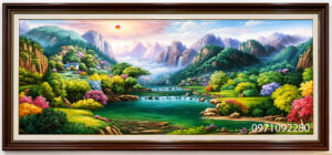 Tranh sơn dầu phong cảnh sơn thủy hữu tình đẹp