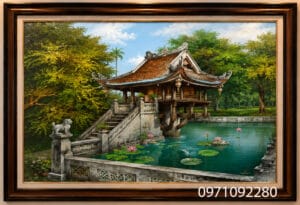 Tranh phong cảnh chùa một cột, tranh sơn dầu chùa một cột